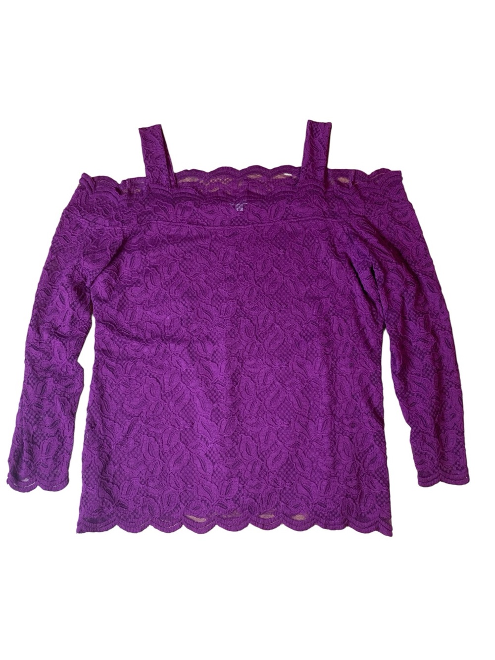 Cleo Petites Purple Lace Cold Shoulder Top | Size XL